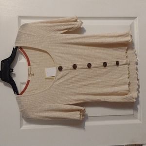 Rewind Women's Top Fake Button Up Summer Top Cream Color Size Large NEW